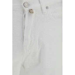 White Cotton Straight-Leg Jeans