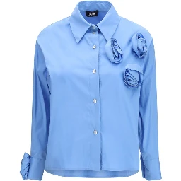 قميص قطني أزرق بنقشة