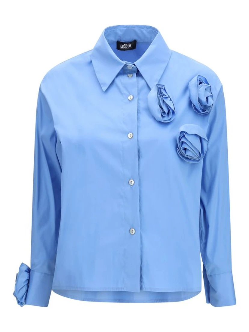 قميص قطني أزرق بنقشة