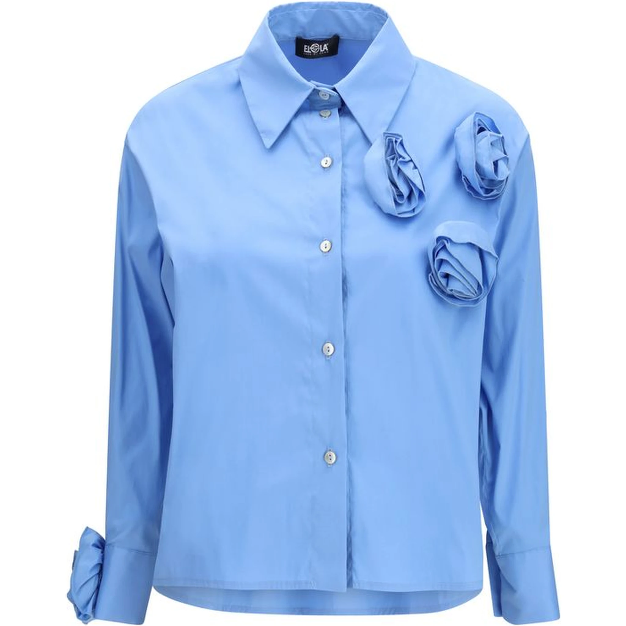 قميص قطني أزرق بنقشة