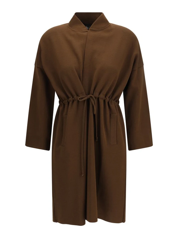 Brown Viscose Sleveless Jacket