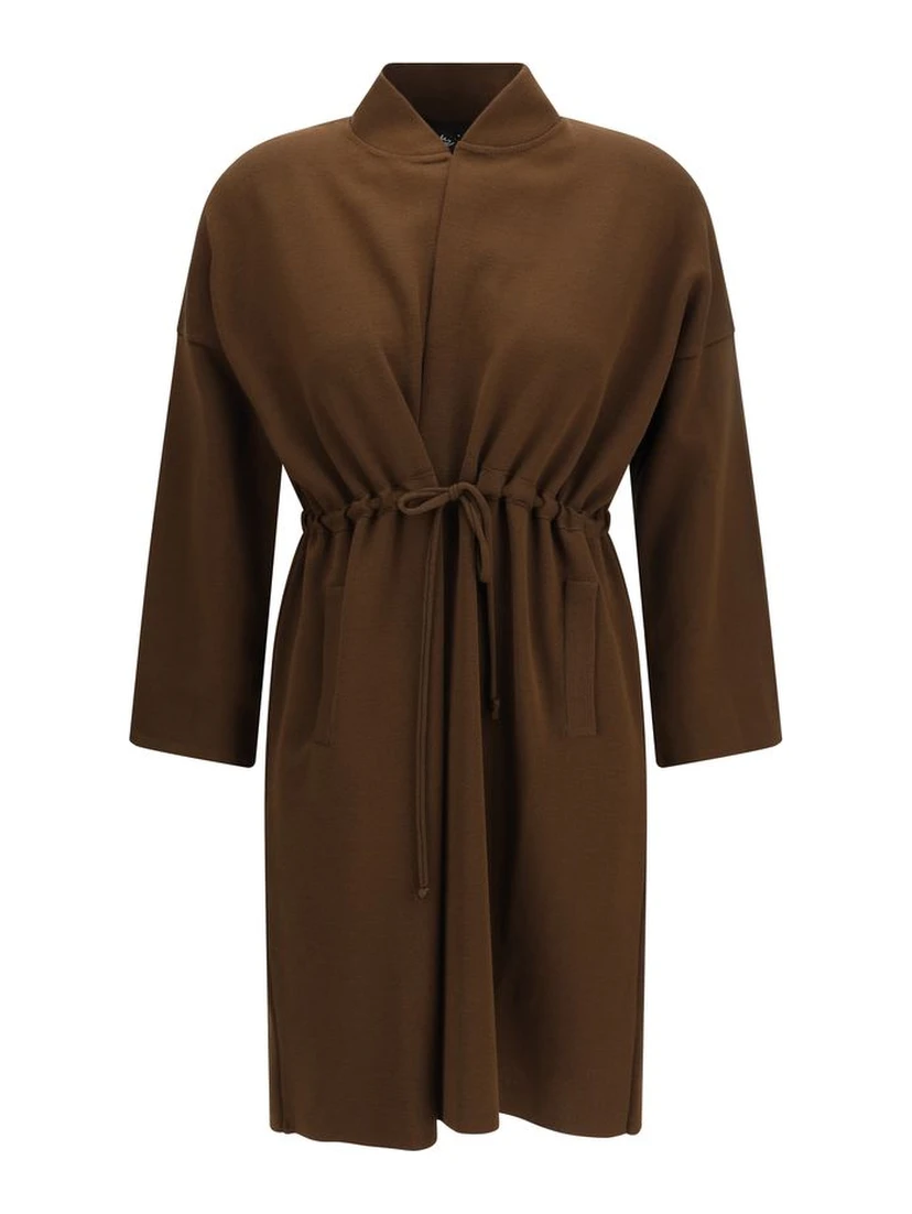 Brown Viscose Sleveless Jacket