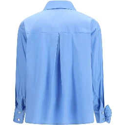 قميص قطني أزرق بنقشة