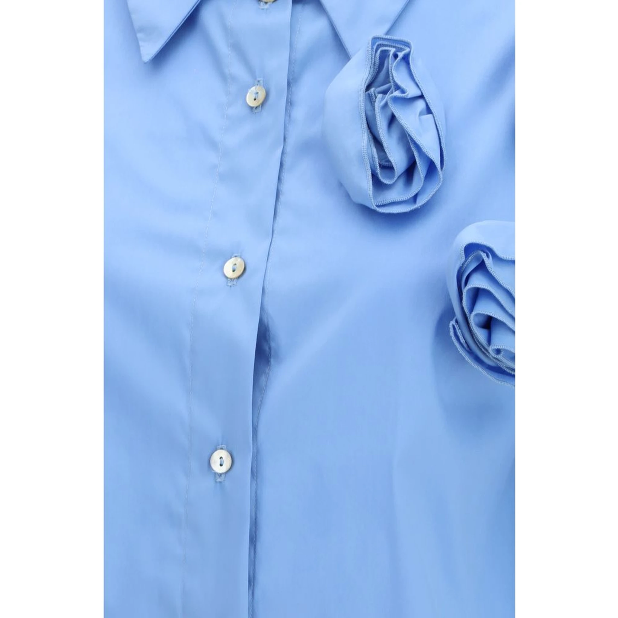 قميص قطني أزرق بنقشة