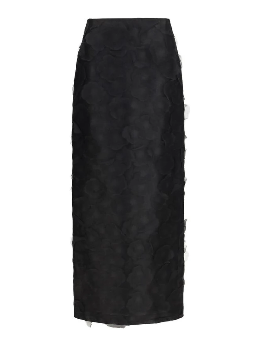 Black Silk Long Skirt