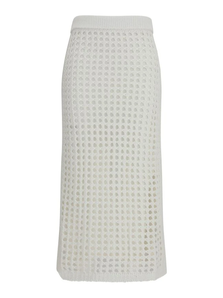 White Cotton Midi Skirt
