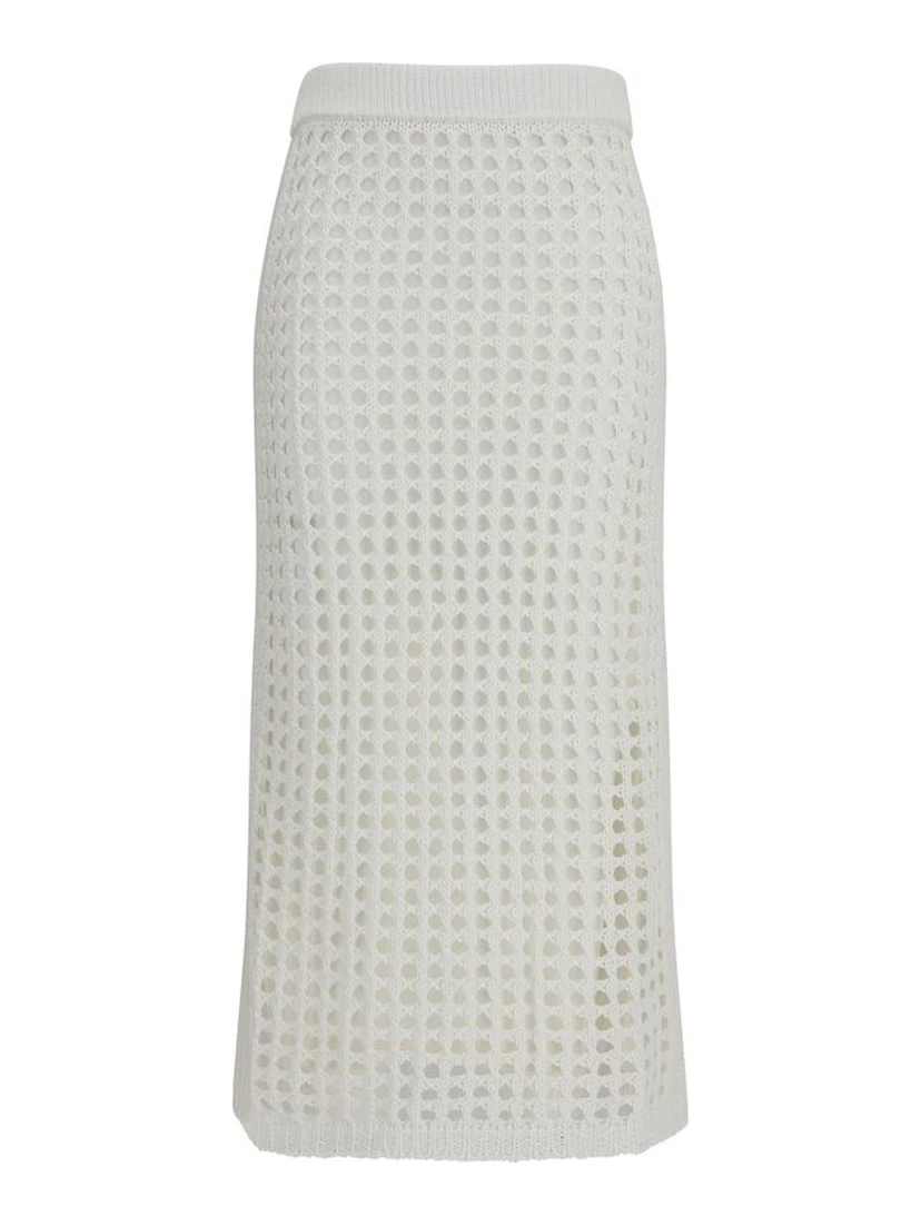 White Cotton Midi Skirt