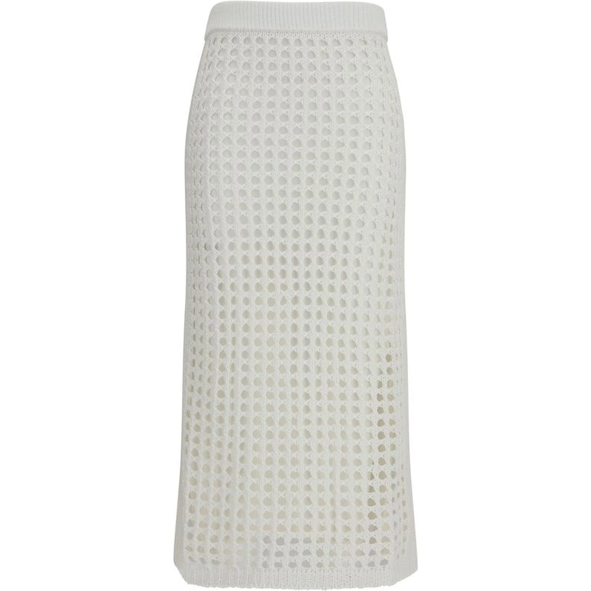 White Cotton Midi Skirt