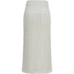 White Cotton Midi Skirt