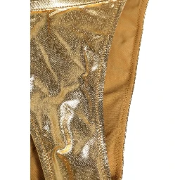 Gold-Tone Polyester Bikini Bottom Logo Swimwear