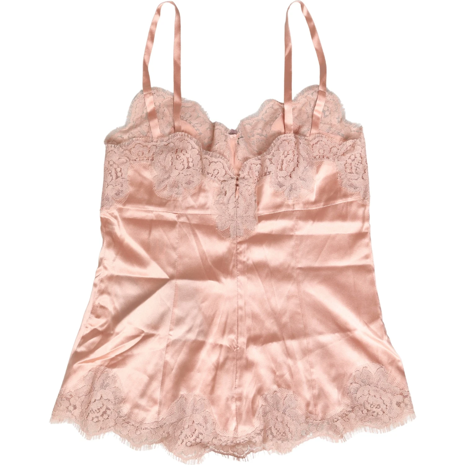 Pink Lace Silk Satin Tank Lingerie Sleepwear