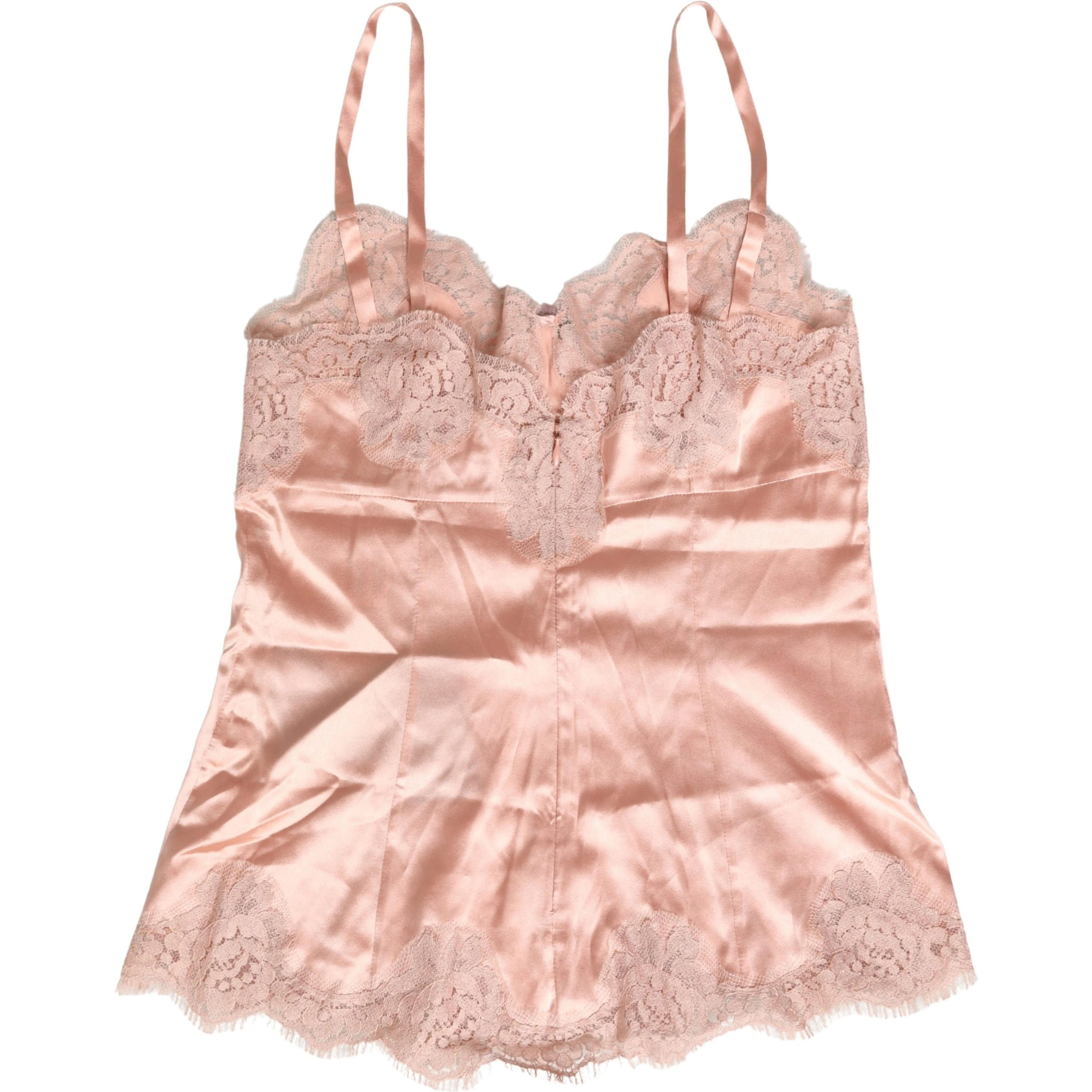 Pink Lace Silk Satin Tank Lingerie Sleepwear