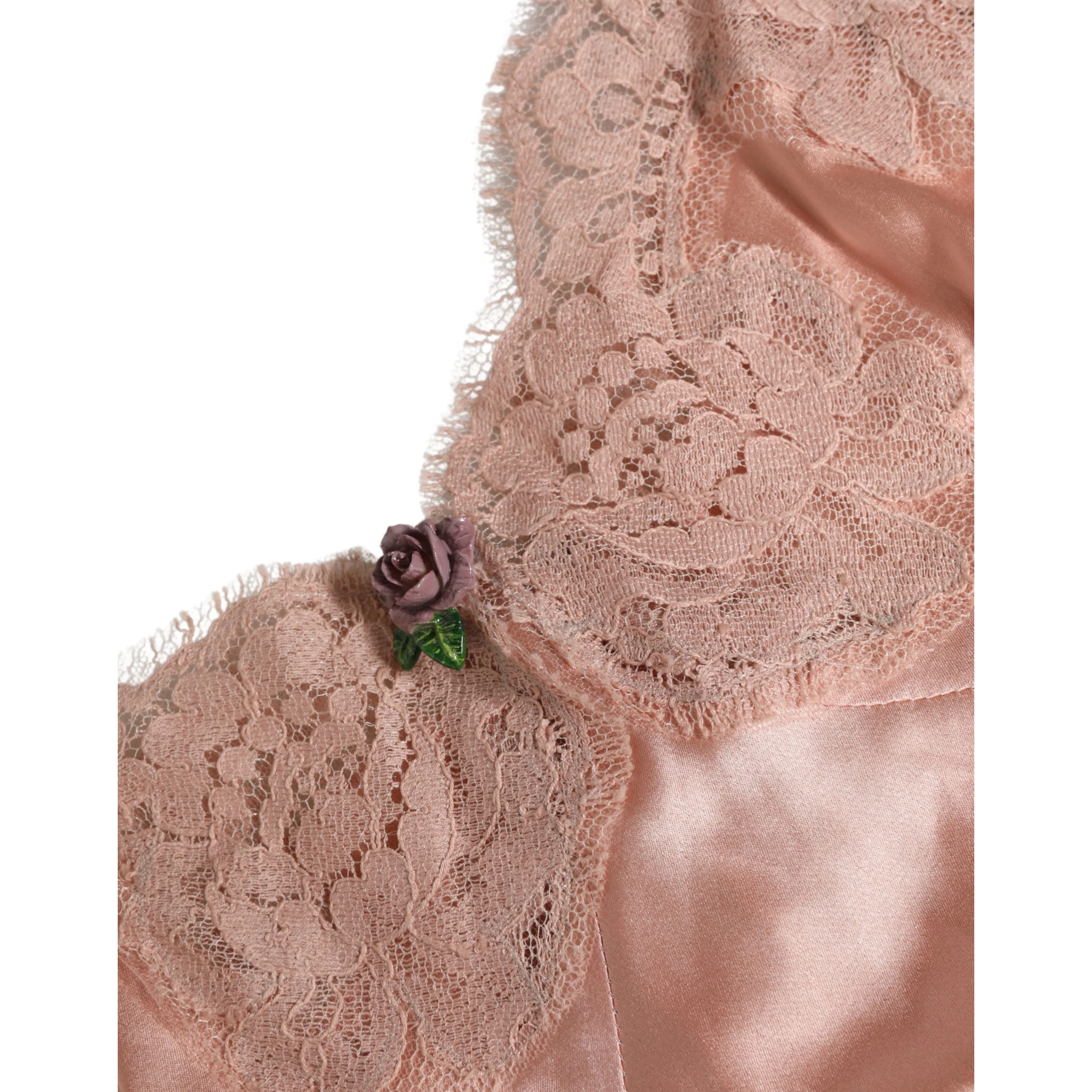 Pink Lace Silk Satin Tank Lingerie Sleepwear