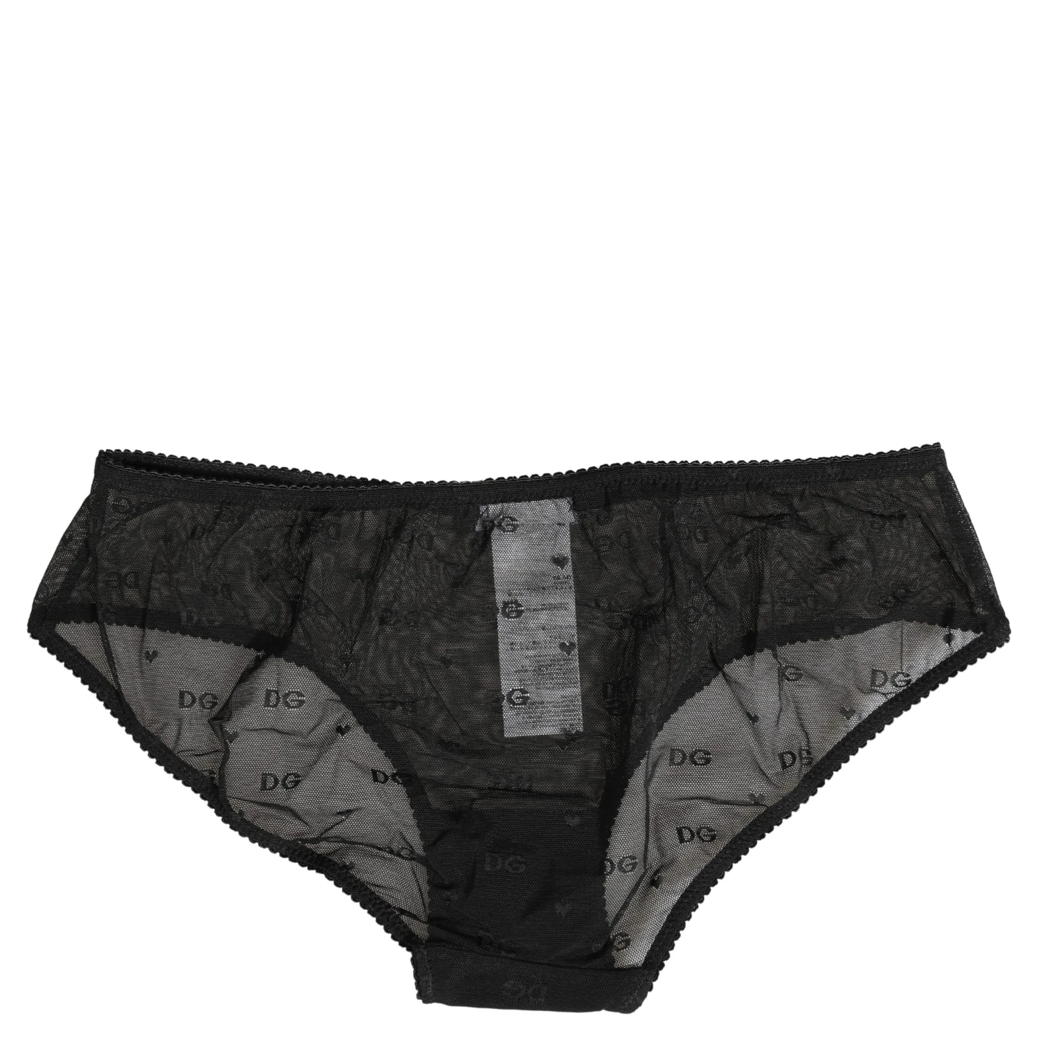 Black Sheer Mesh Lace Logo Brief Panty Underwear