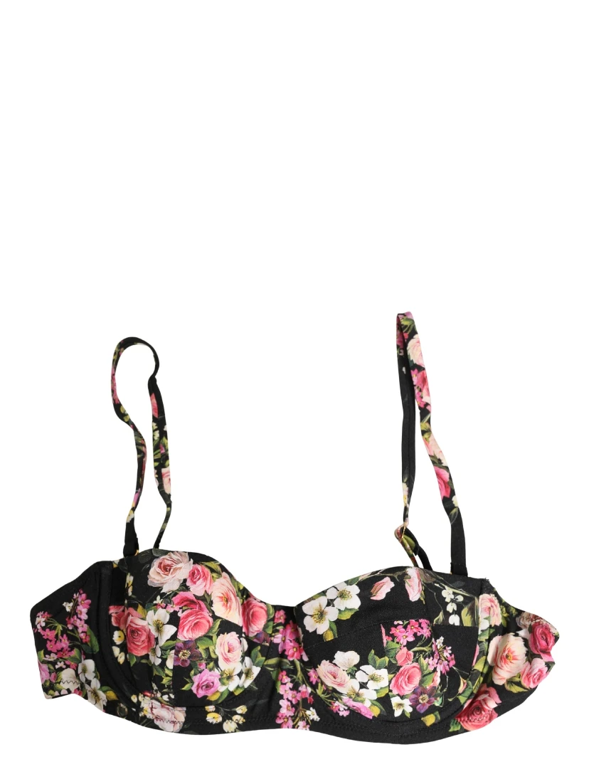 Black Floral Padded Balconnet Bra Underwear