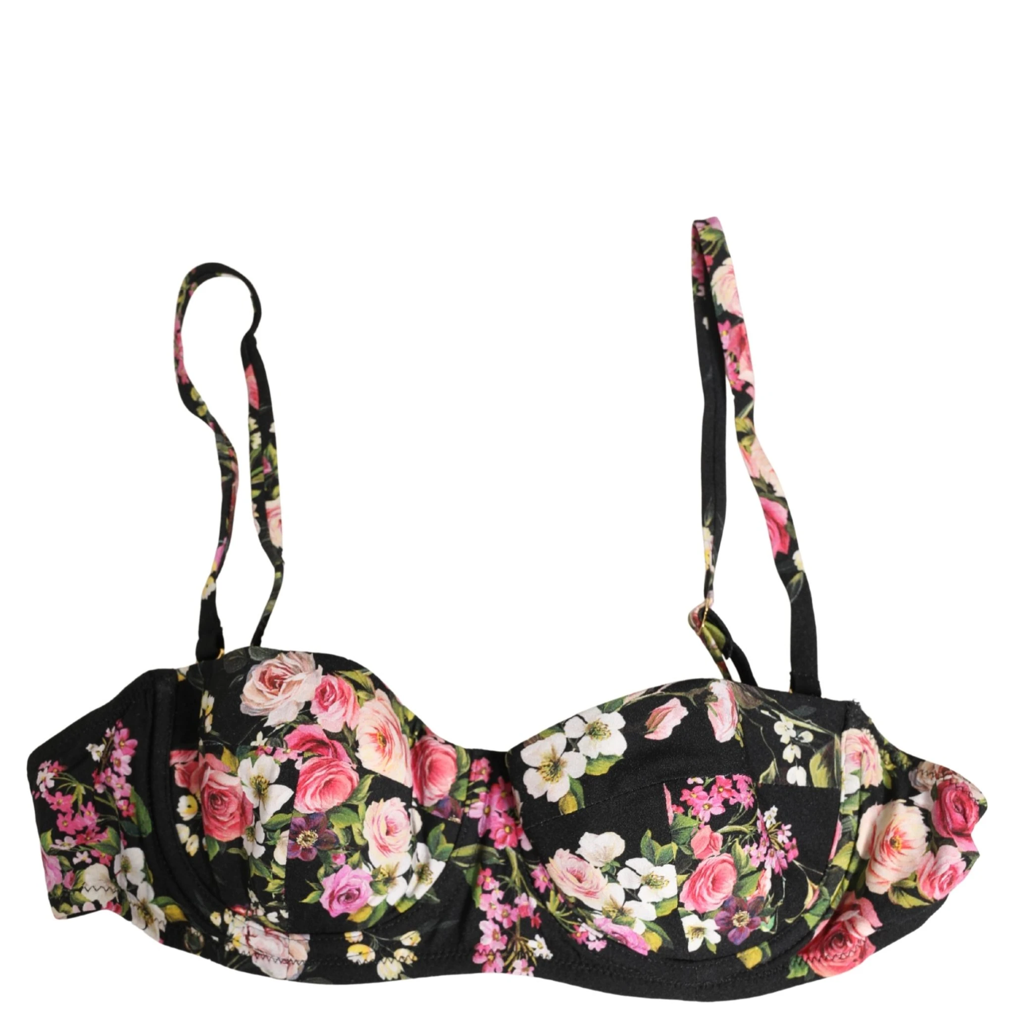 Black Floral Padded Balconnet Bra Underwear