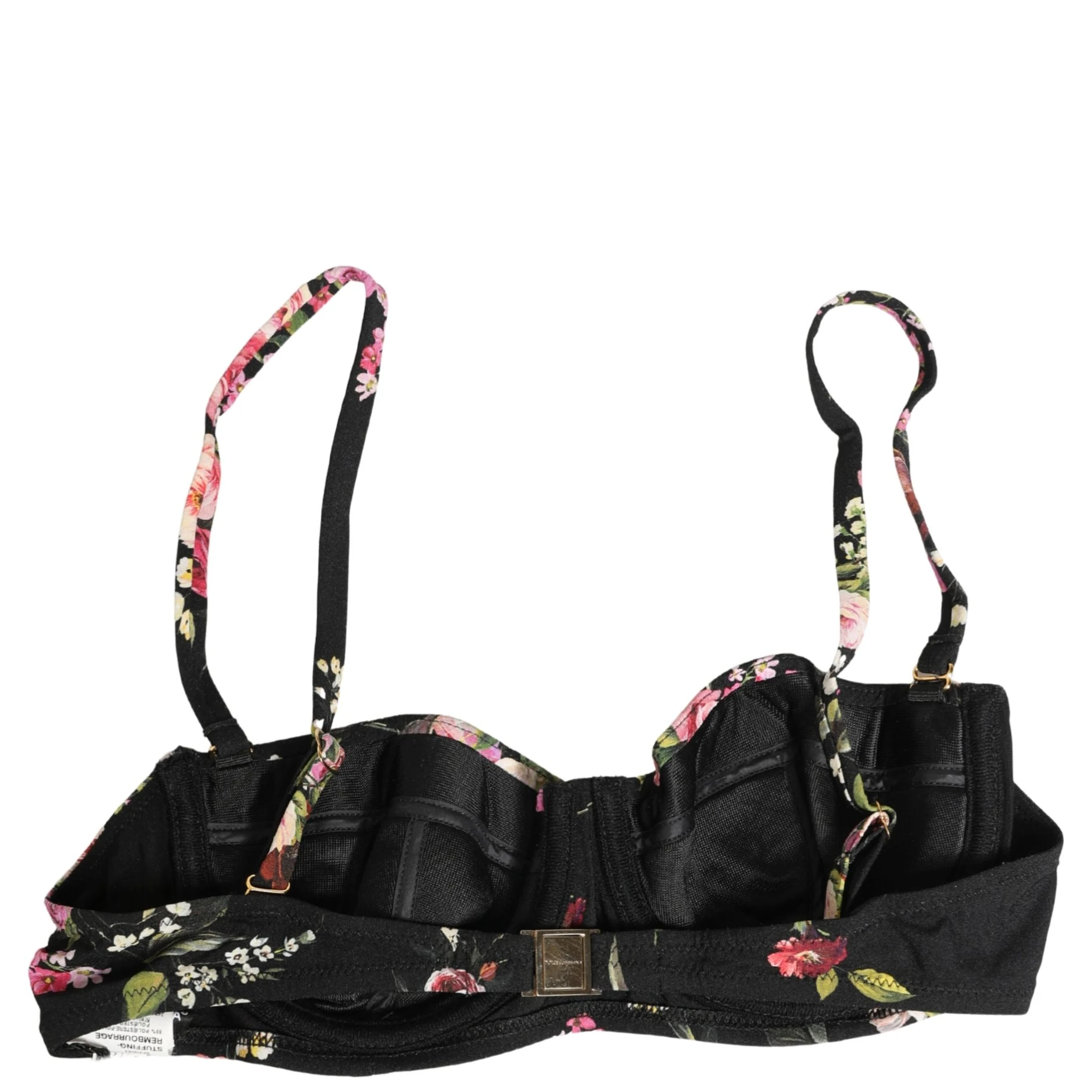 Black Floral Padded Balconnet Bra Underwear