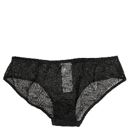 Black Sheer Mesh Lace Logo Brief Panty Underwear