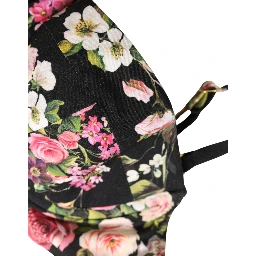 Black Floral Padded Balconnet Bra Underwear