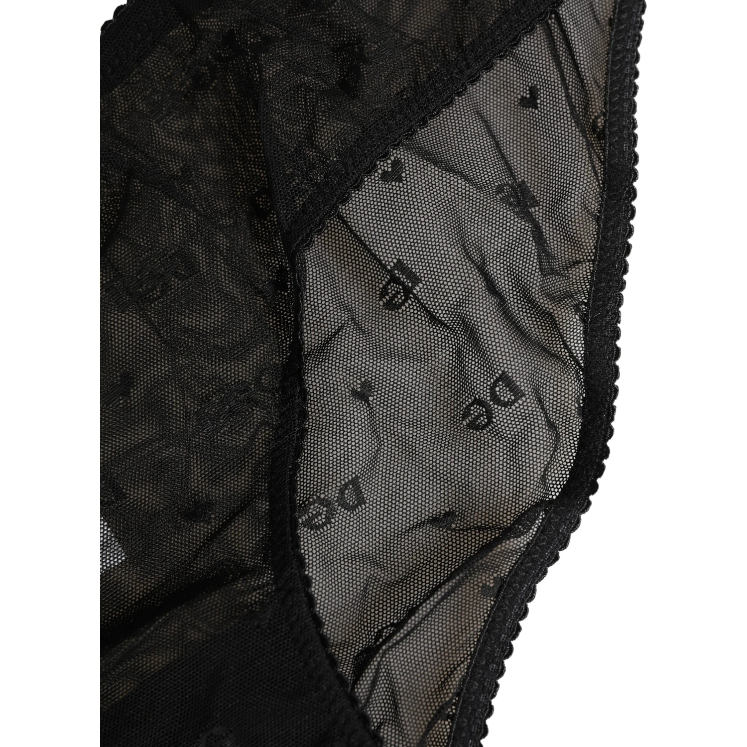 Black Sheer Mesh Lace Logo Brief Panty Underwear