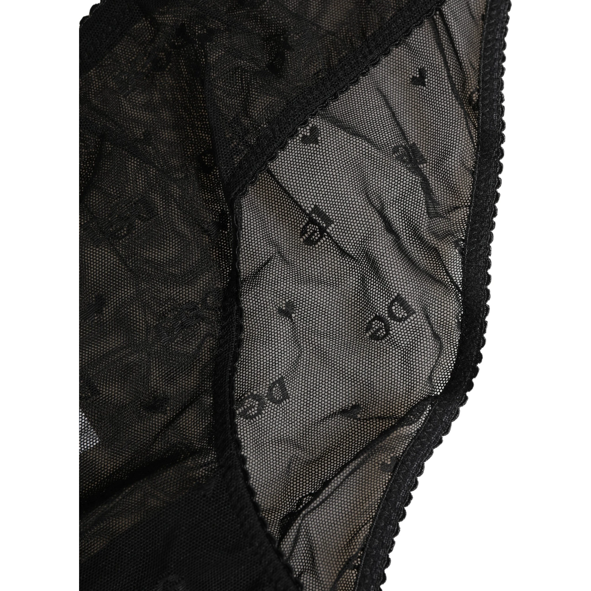 Black Sheer Mesh Lace Logo Brief Panty Underwear