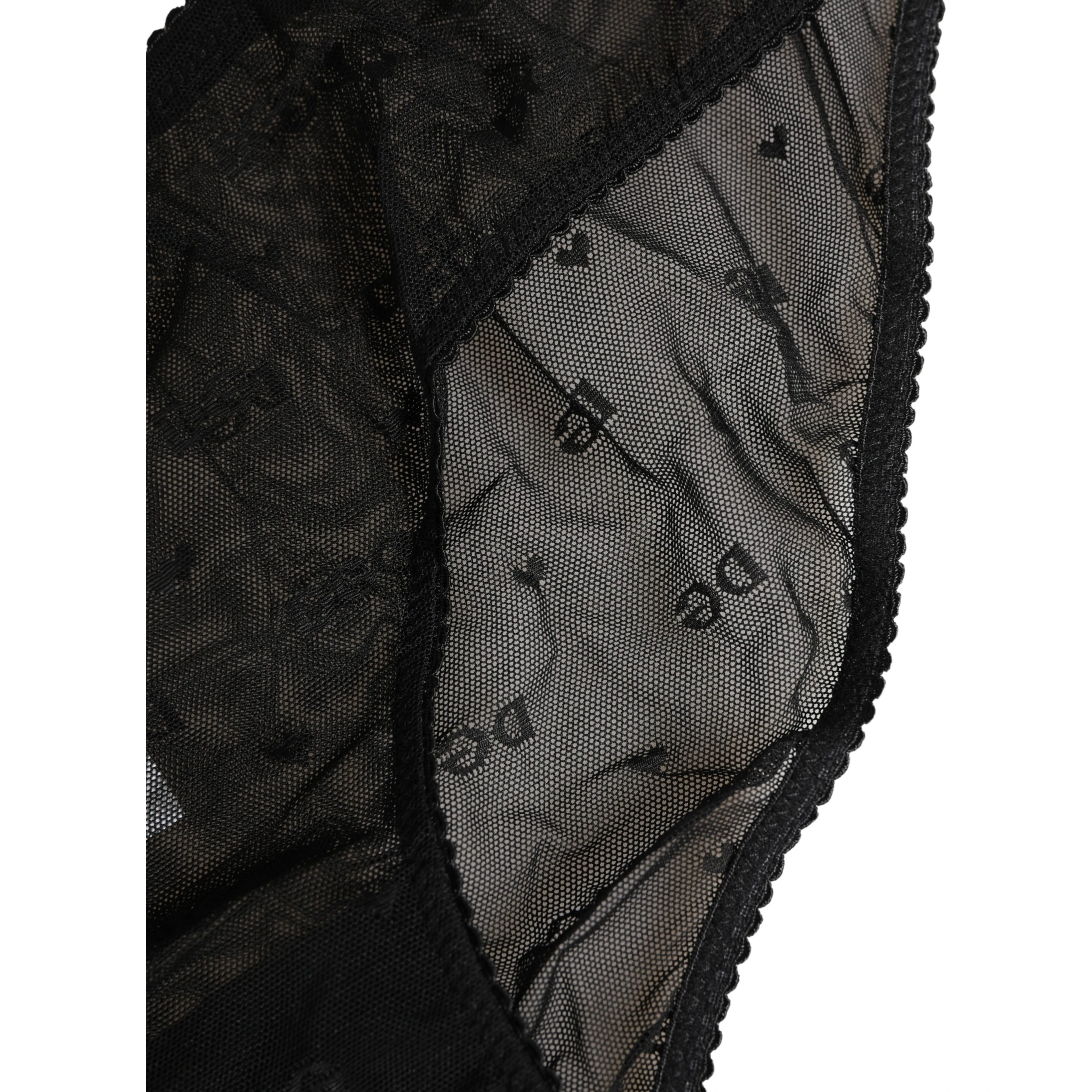 Black Sheer Mesh Lace Logo Brief Panty Underwear
