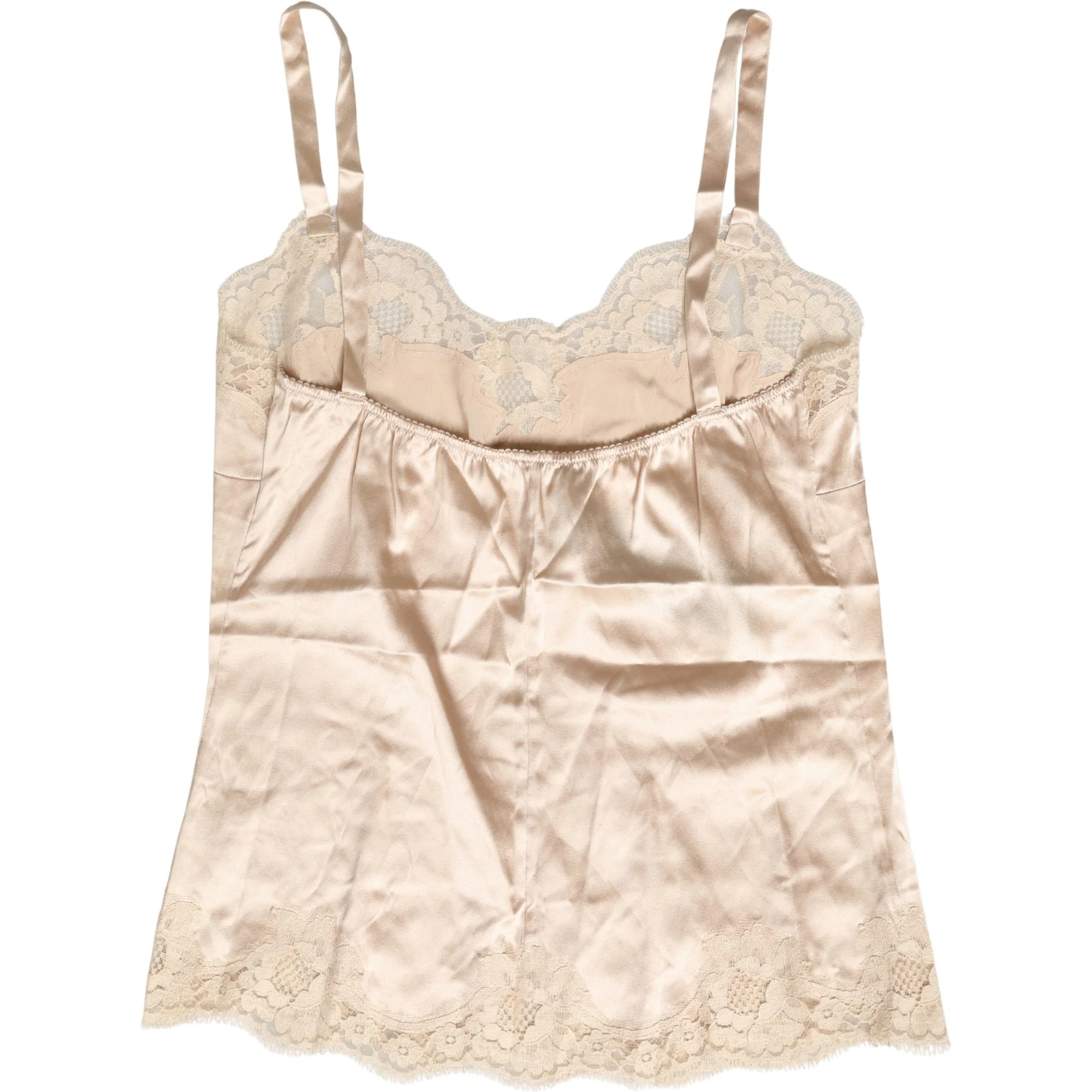 Beige Lace Silk Satin Tank Lingerie Sleepwear