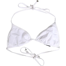 White Nylon Triangle Beachwear Bikini Top Swimwear