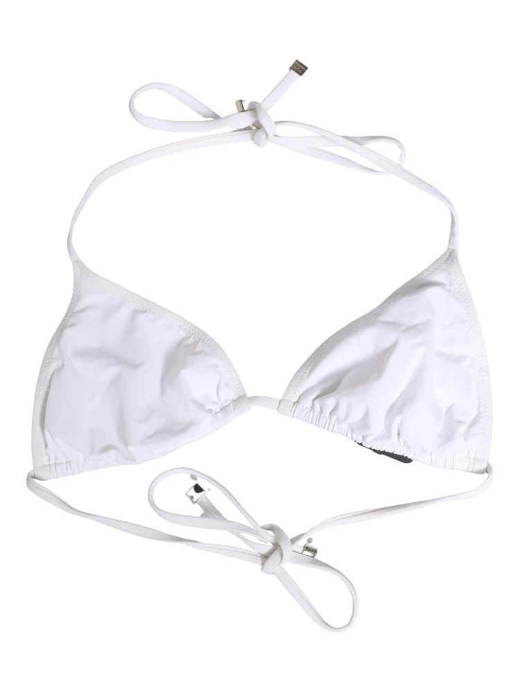 White Nylon Triangle Beachwear Bikini Top Swimwear