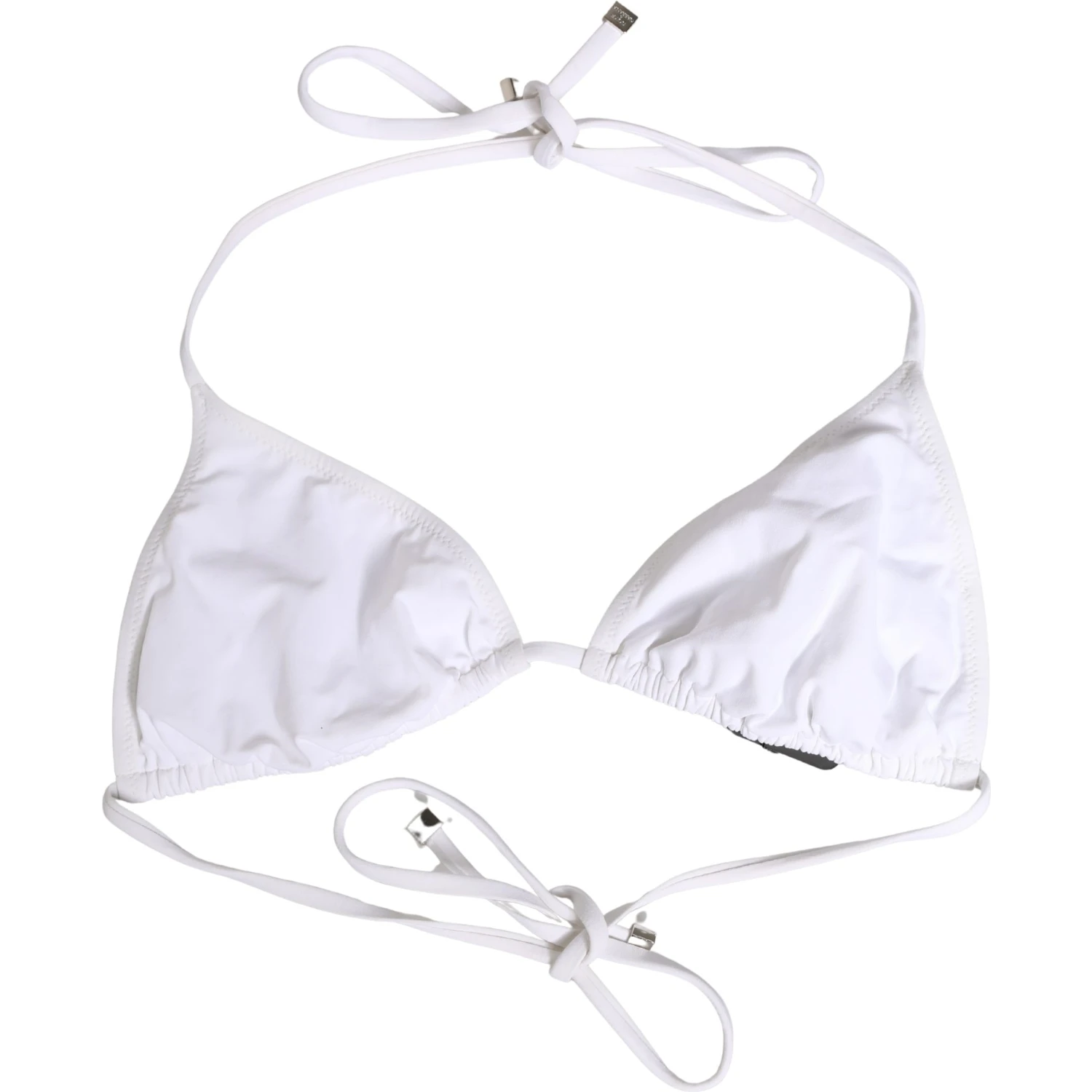 White Nylon Triangle Beachwear Bikini Top Swimwear