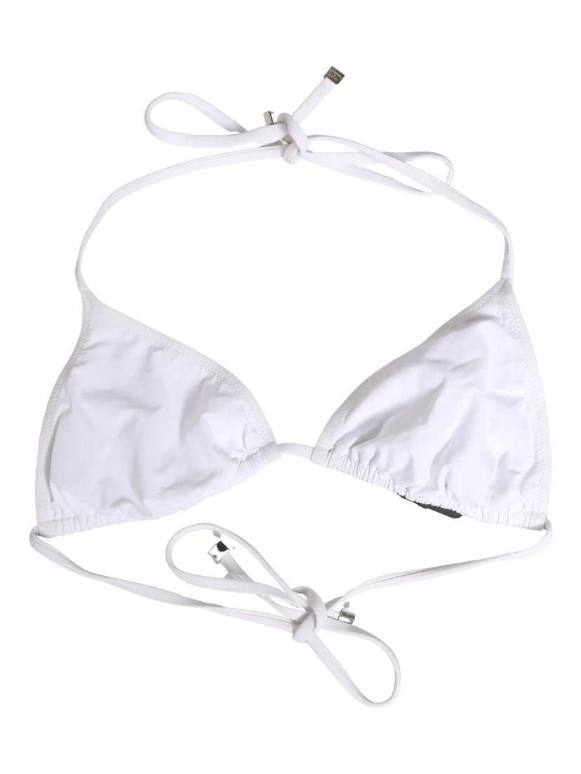 White Nylon Triangle Beachwear Bikini Top Swimwear