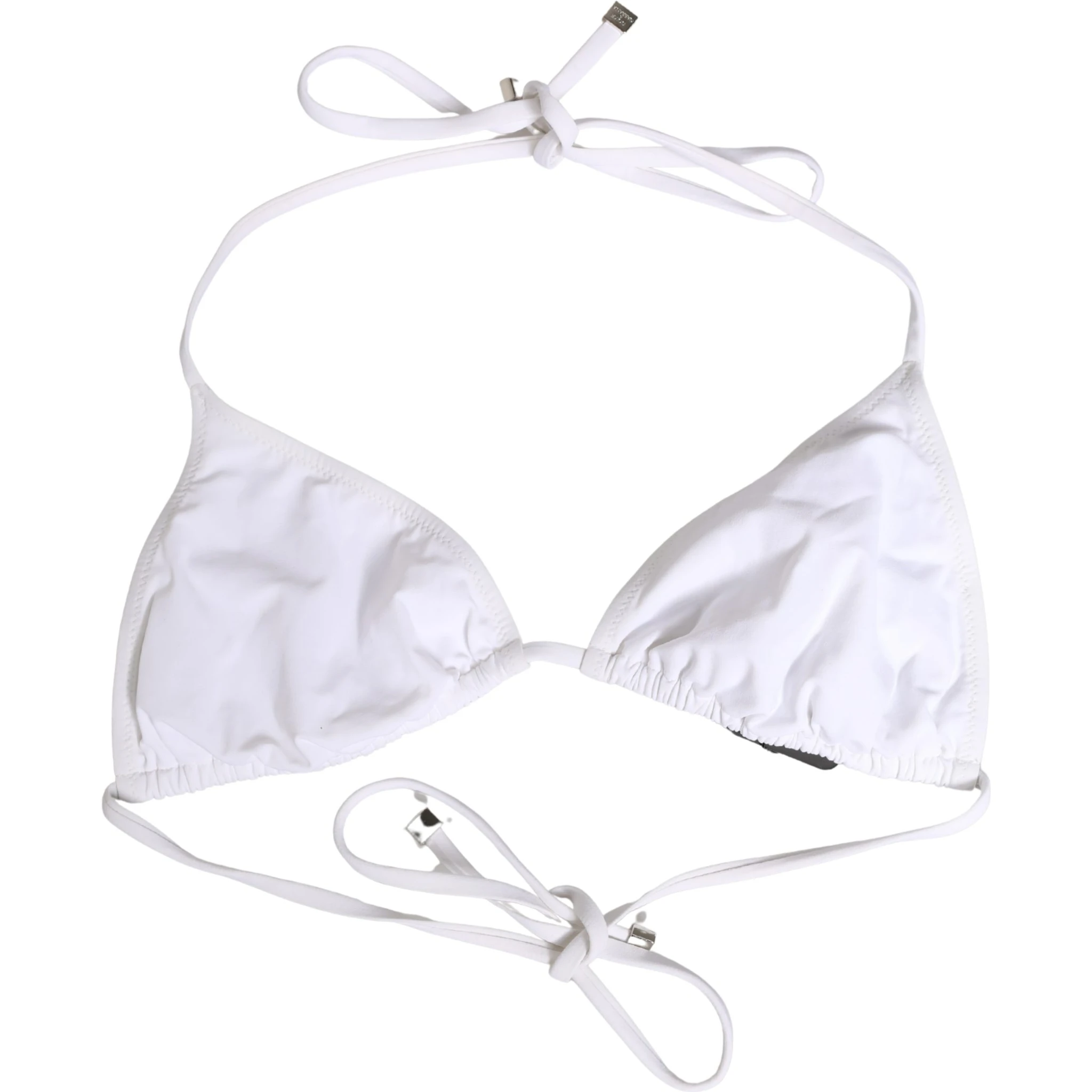 White Nylon Triangle Beachwear Bikini Top Swimwear