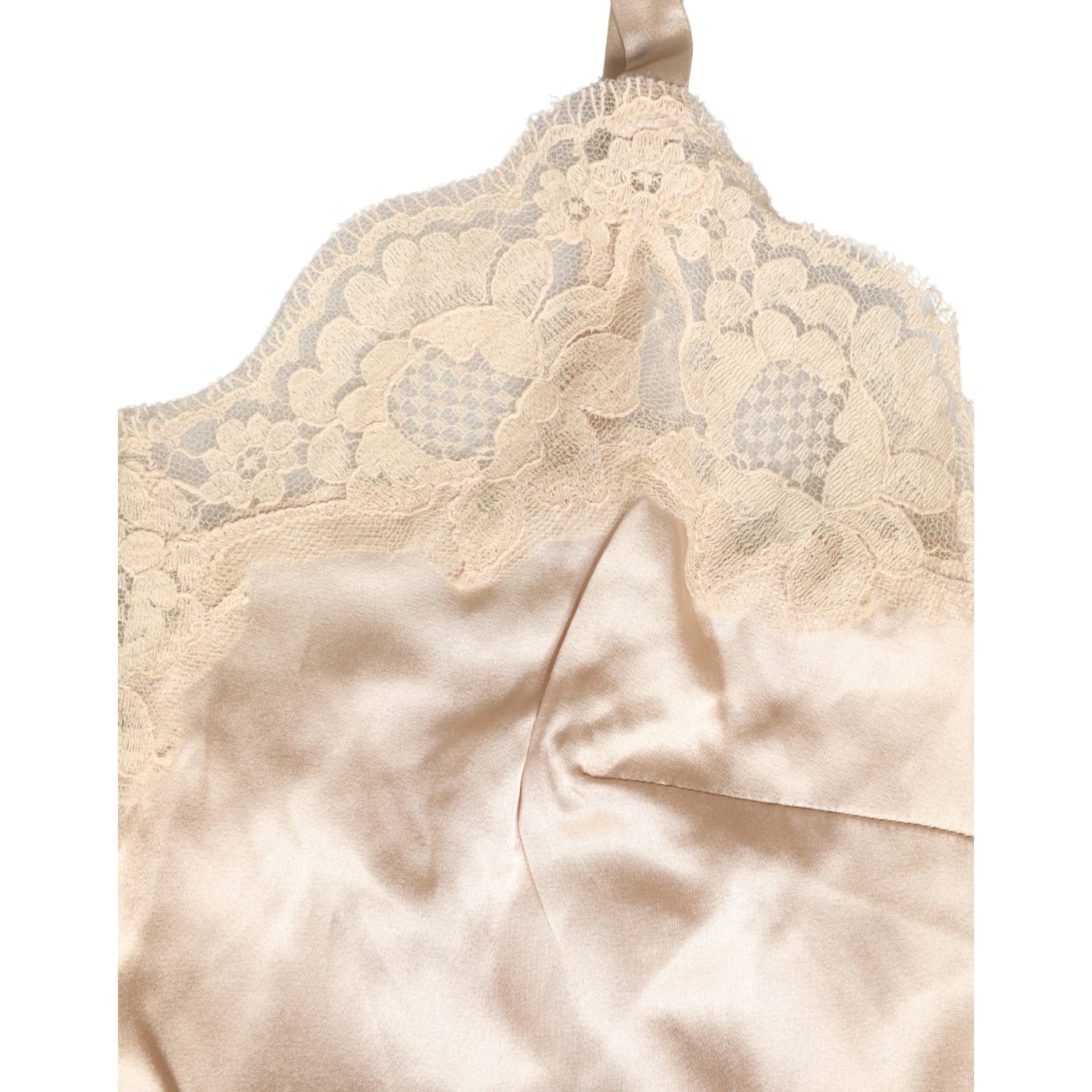 Beige Lace Silk Satin Tank Lingerie Sleepwear