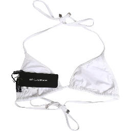 White Nylon Triangle Beachwear Bikini Top Swimwear