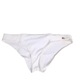 White DG Logo Plaque Bikini Bottom Underwear