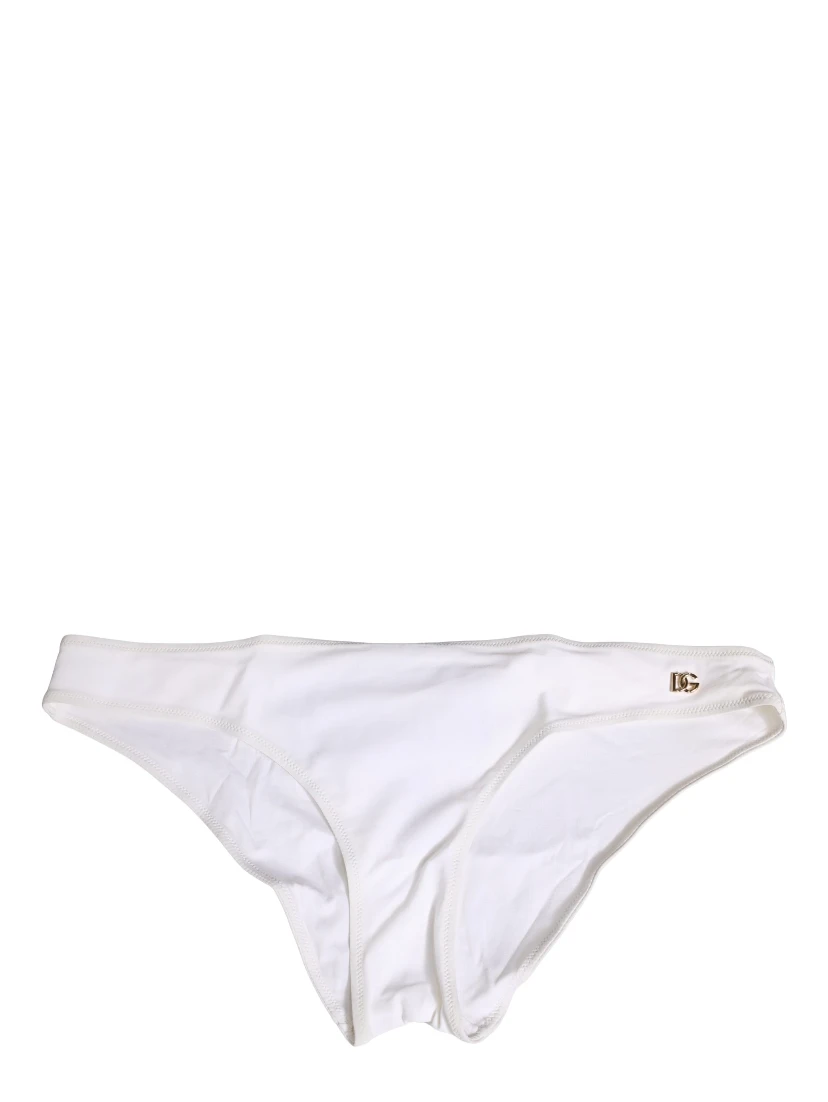 White DG Logo Plaque Bikini Bottom Underwear
