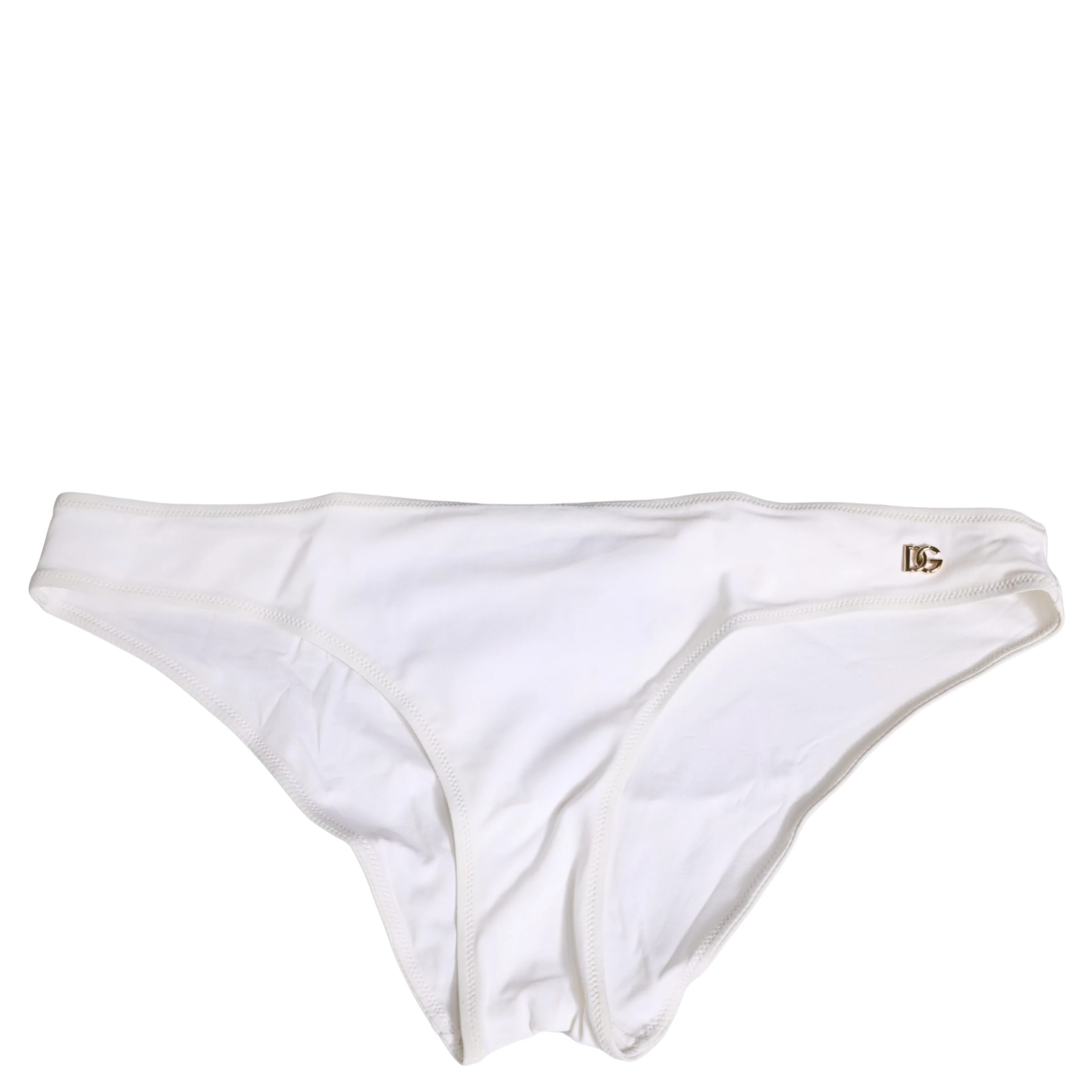 White DG Logo Plaque Bikini Bottom Underwear