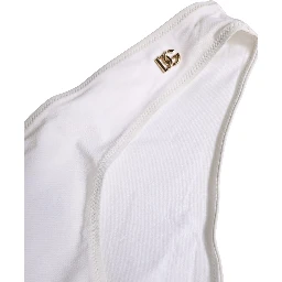 White DG Logo Plaque Bikini Bottom Underwear