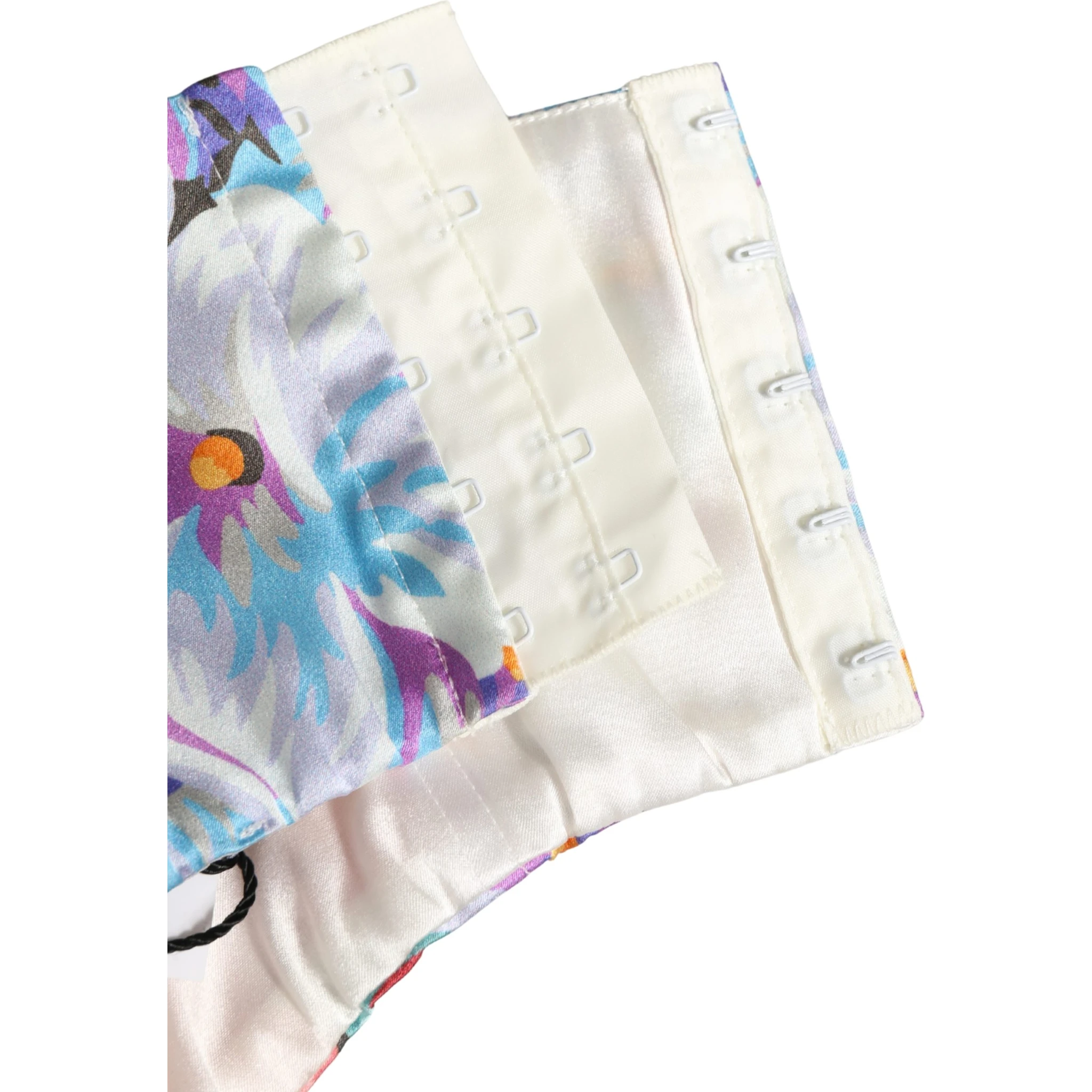 Multicolor Floral Print Silk Cropped Bustier Top