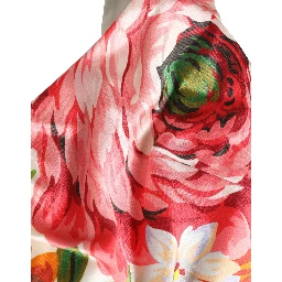 Multicolor Floral Print Silk Cropped Bustier Top