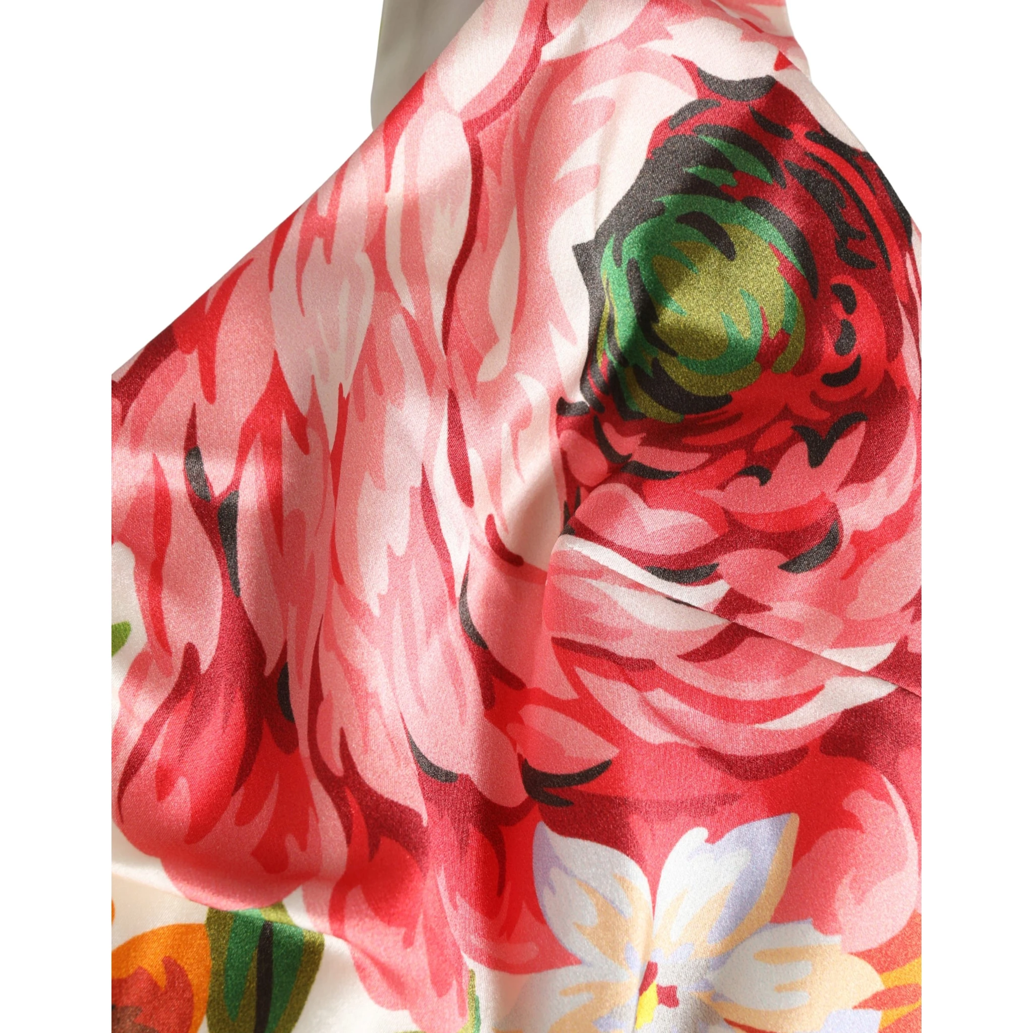 Multicolor Floral Print Silk Cropped Bustier Top