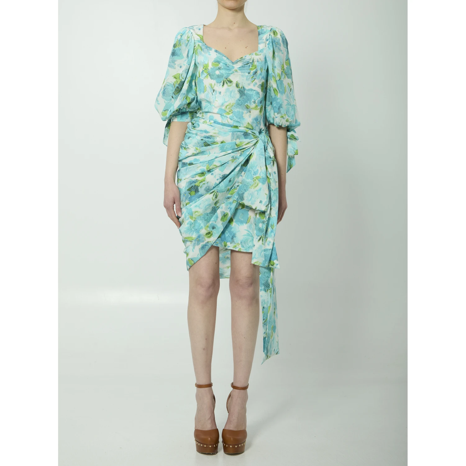 Printed silk midi dress