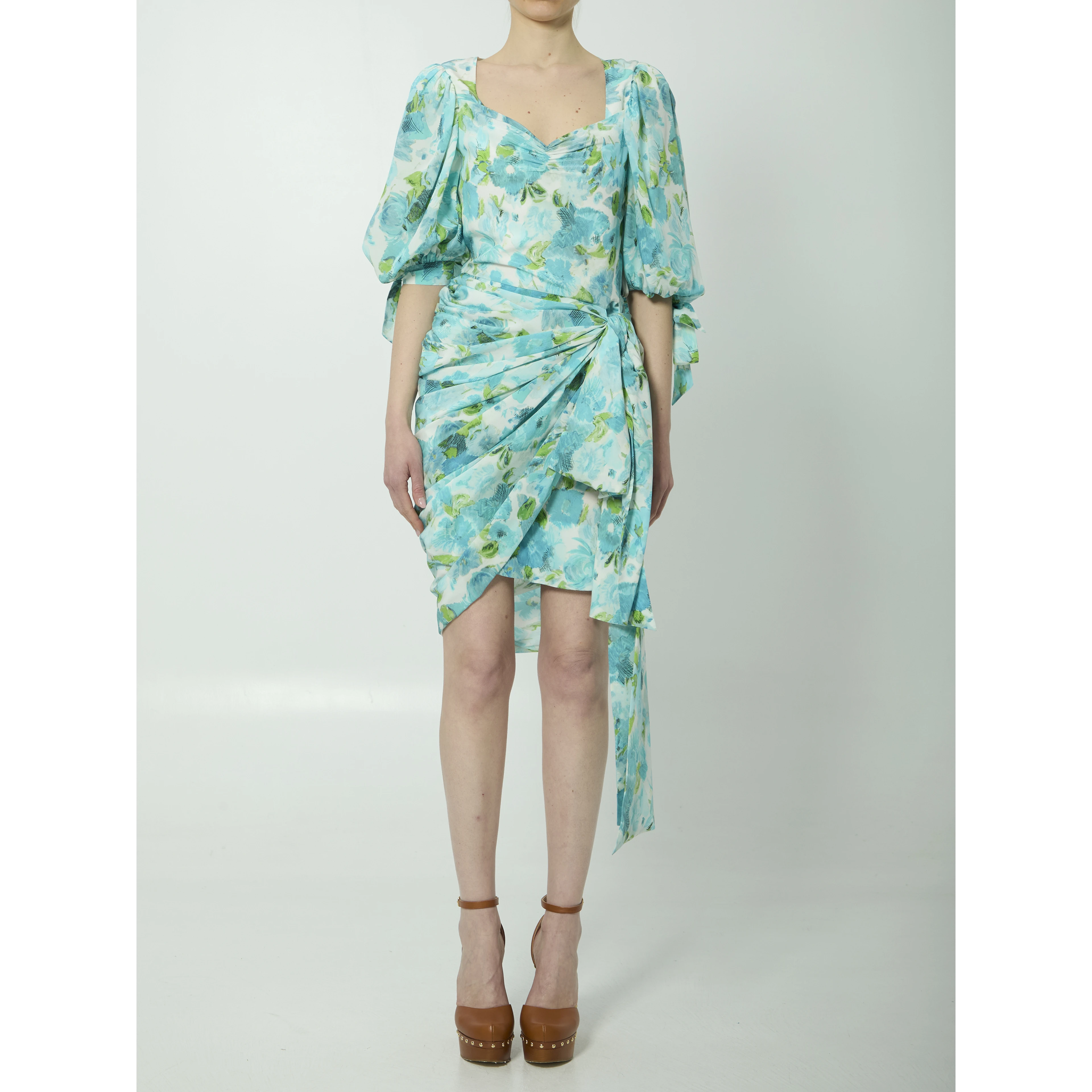 Printed silk midi dress