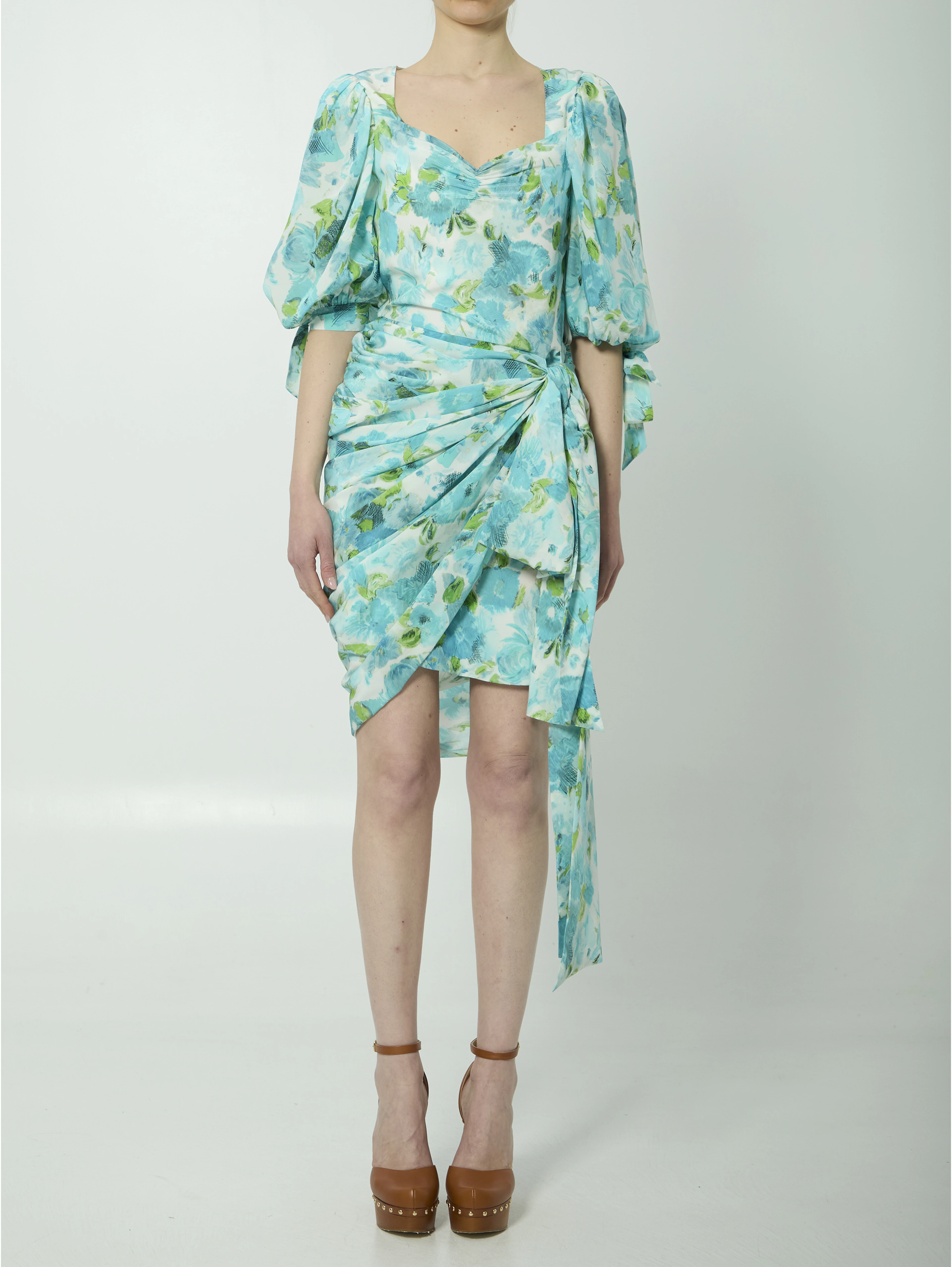 Printed silk midi dress