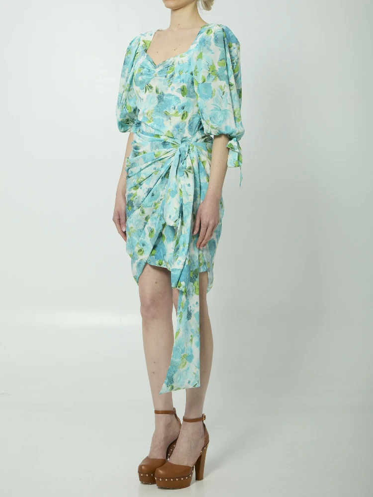 Printed silk midi dress alternative