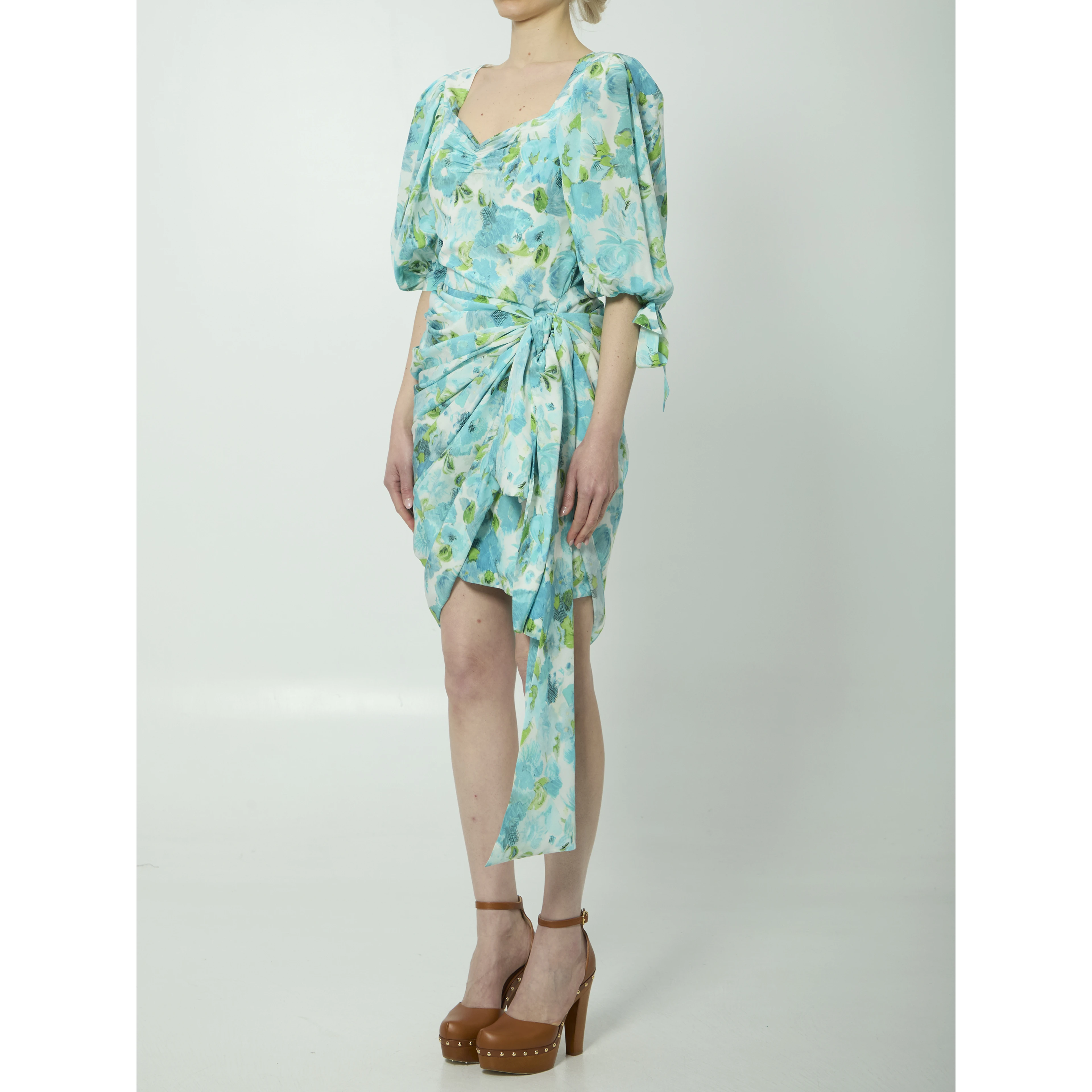 Printed silk midi dress