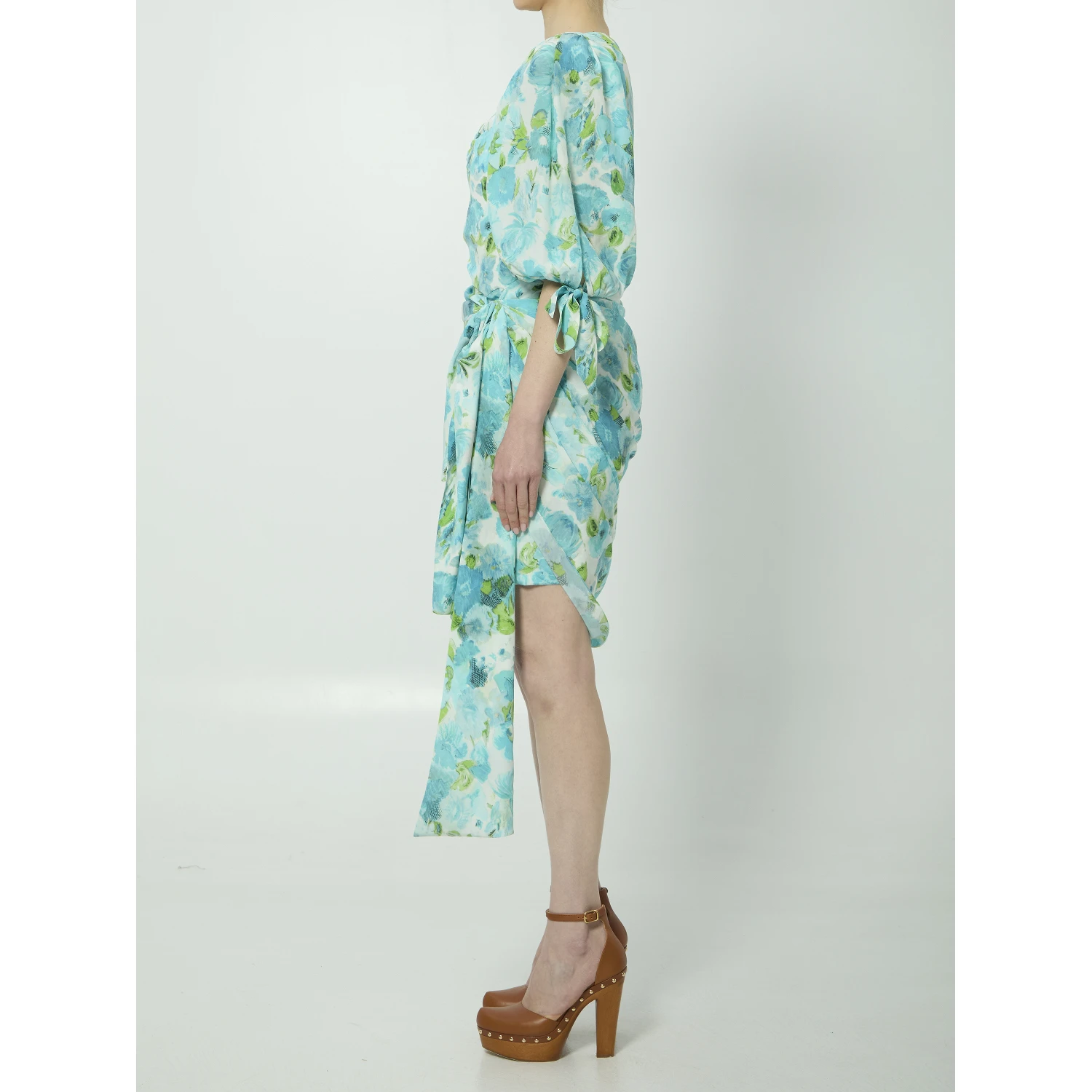 Printed silk midi dress