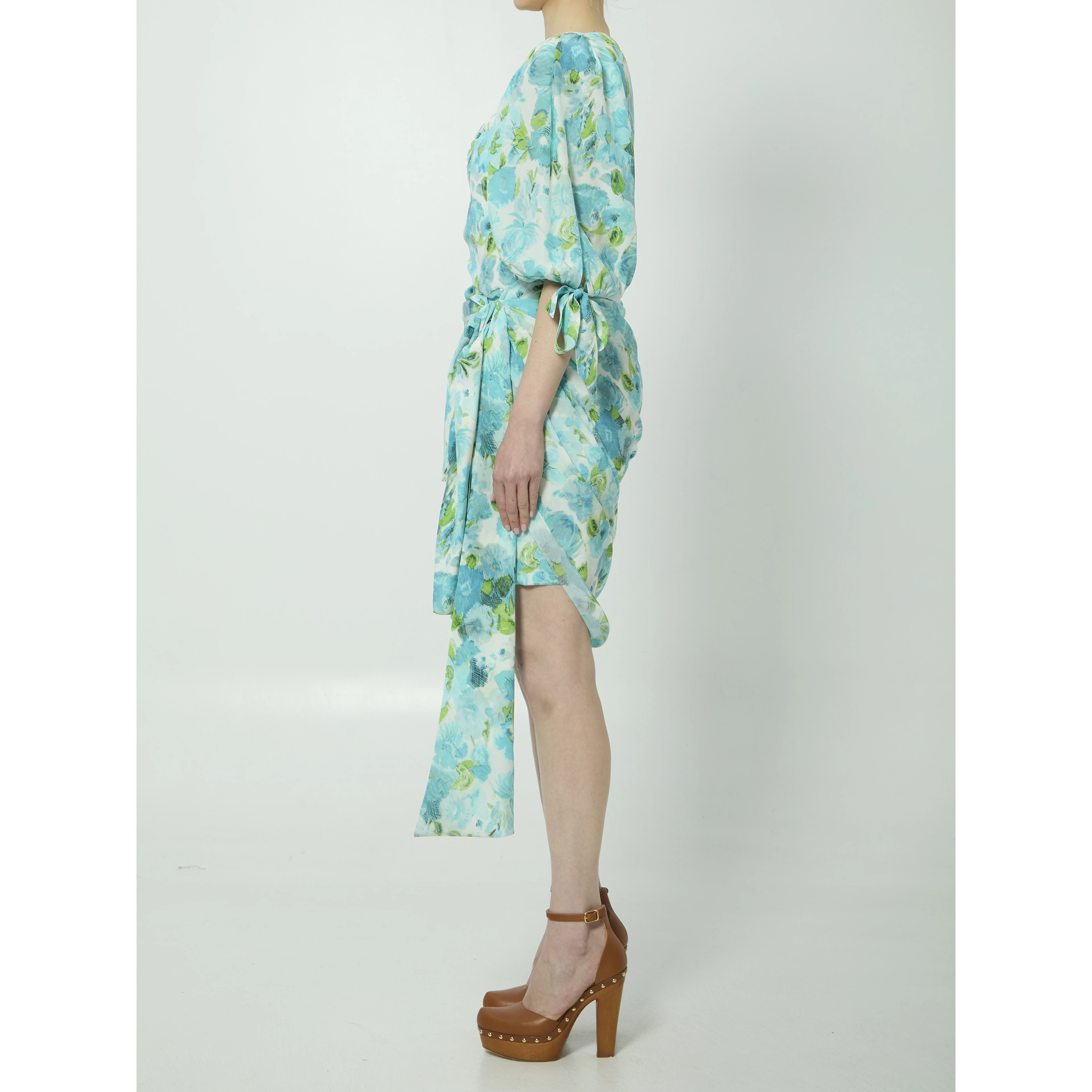 Printed silk midi dress