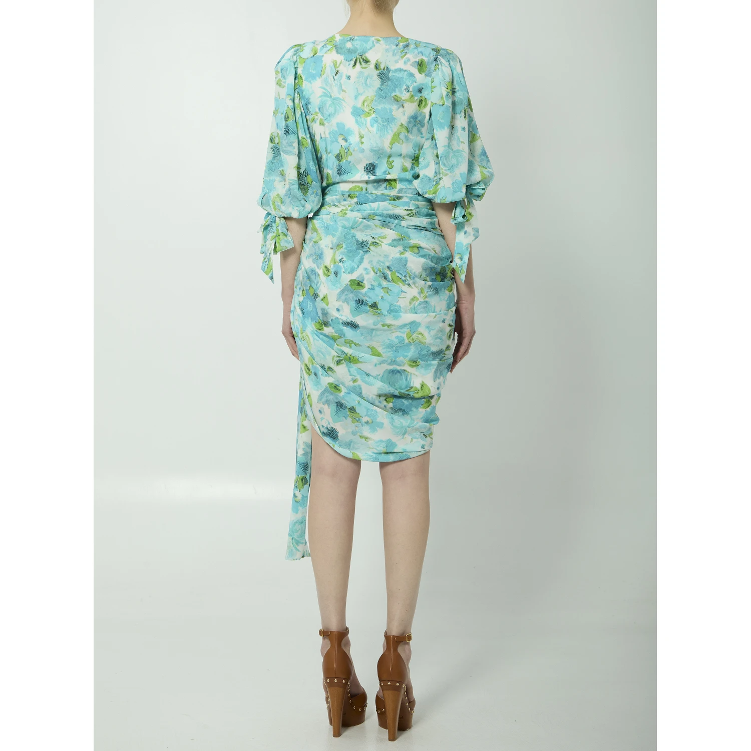 Printed silk midi dress