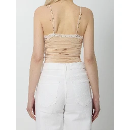 Gathered bodysuit with lace